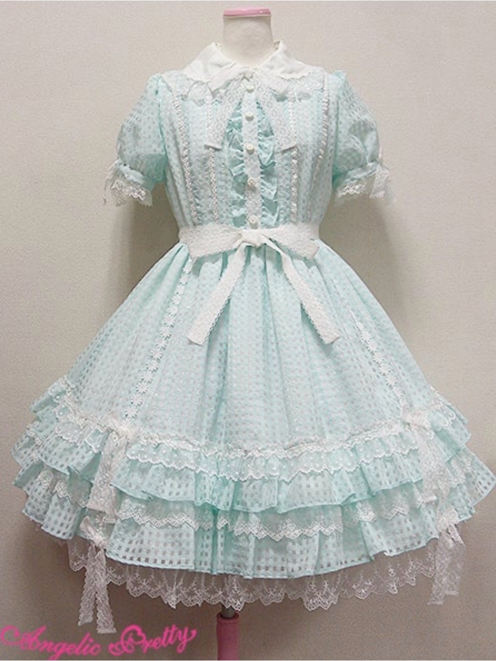 Angelicpretty Mint Lace Ruffled Lolita op Dress